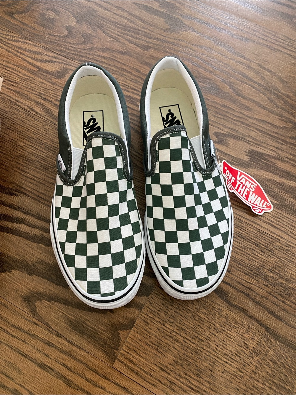 Vans Slip-On Checkerboard Sneakers - Green & White